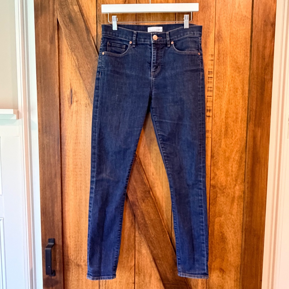 LOFT Skinny Jeans Size 4/27 Dark Wash Made With Love Indigo Denim Stretch ID